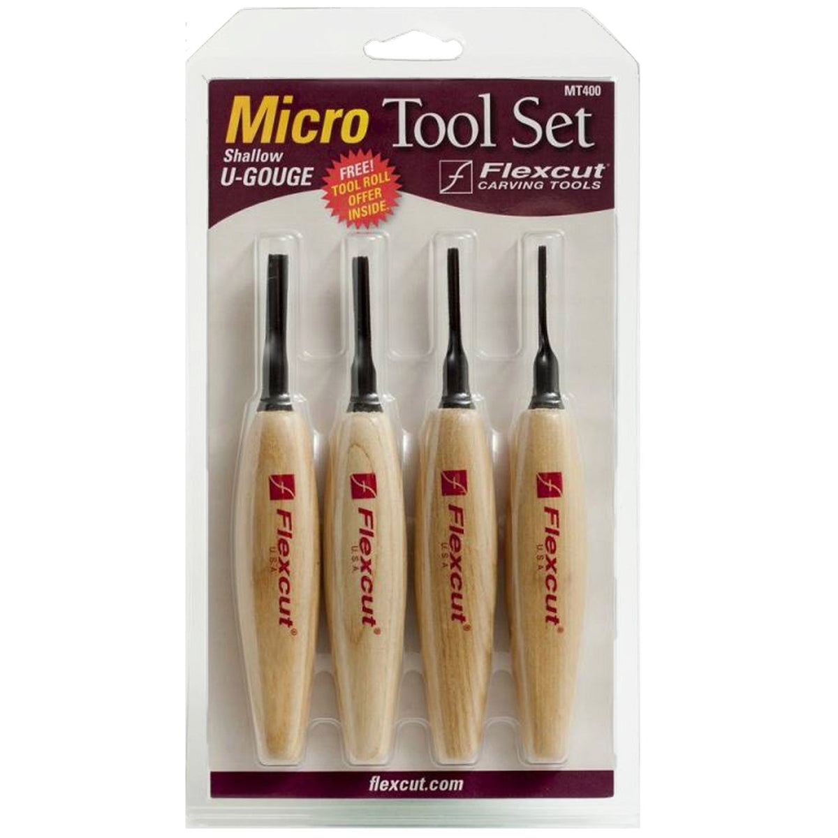Flexcut Micro Tool Set of 4 - Shallow U-Gouge