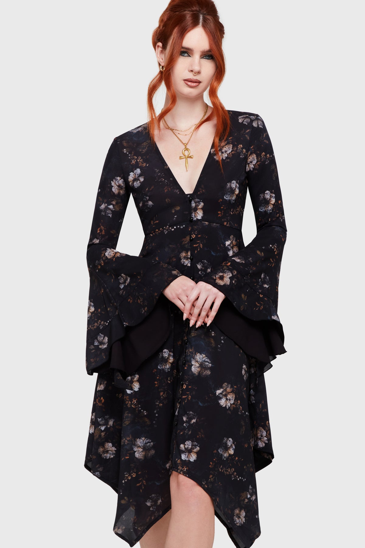 Autumna's Night Midi Dress