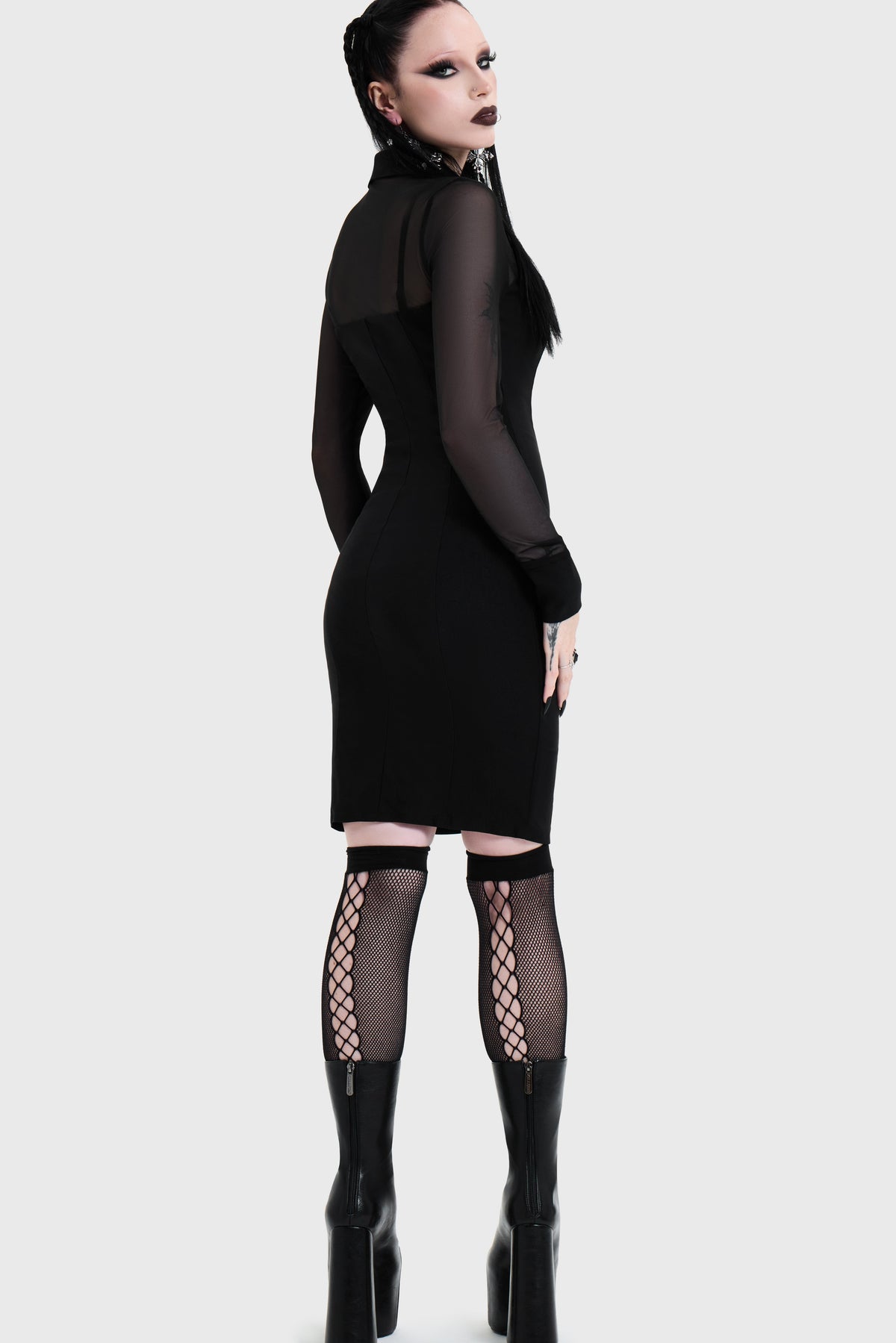 Shadow Bodycon Button Up Midi Dress