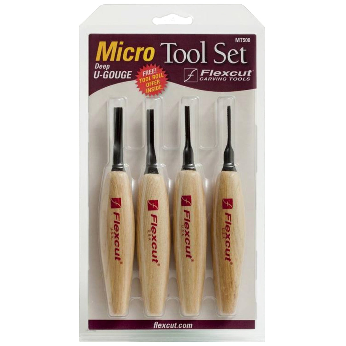 Flexcut Micro Tool Set of 4 - Deep U-Gouge