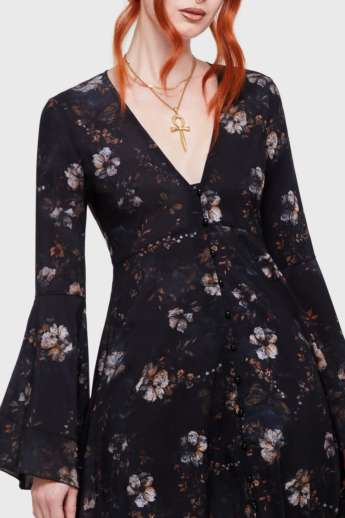 Autumna's Night Midi Dress