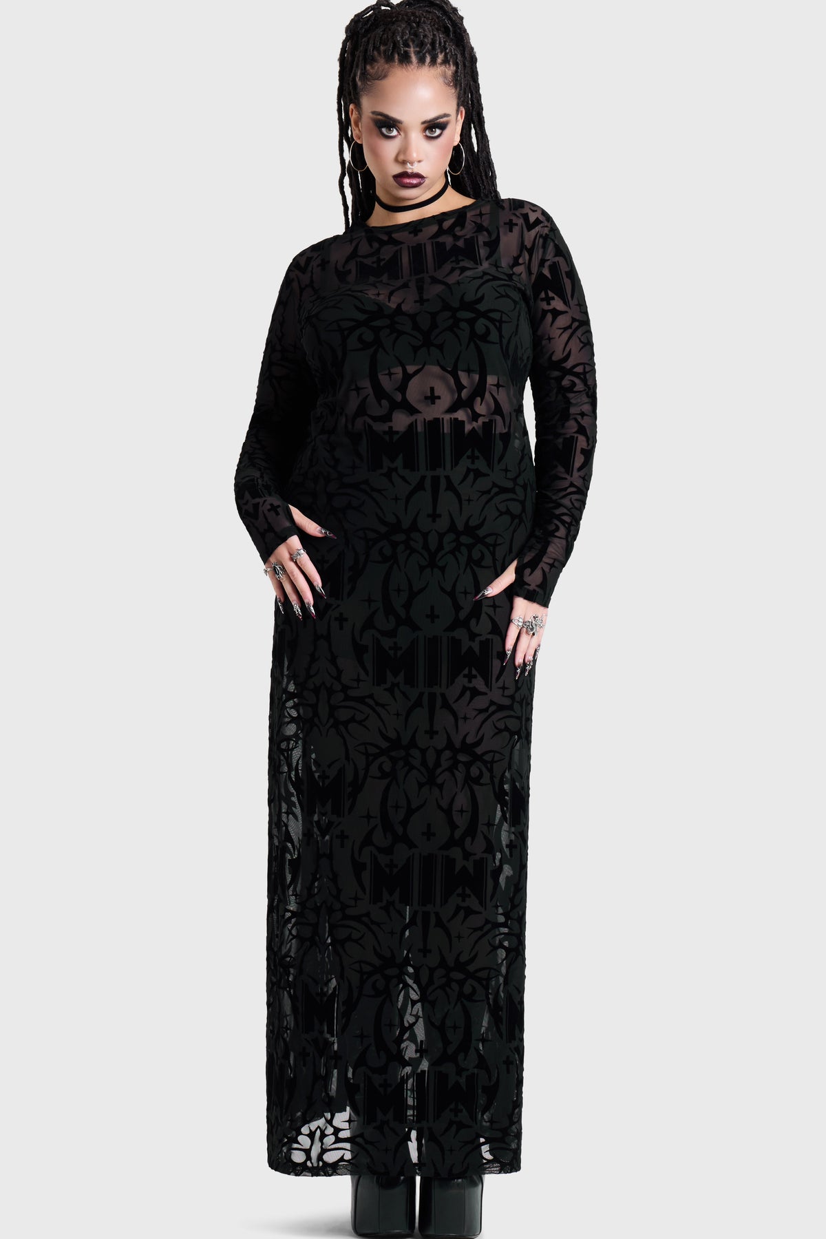 ETERNALLY YOURS FLOCKED MAXI DRESS