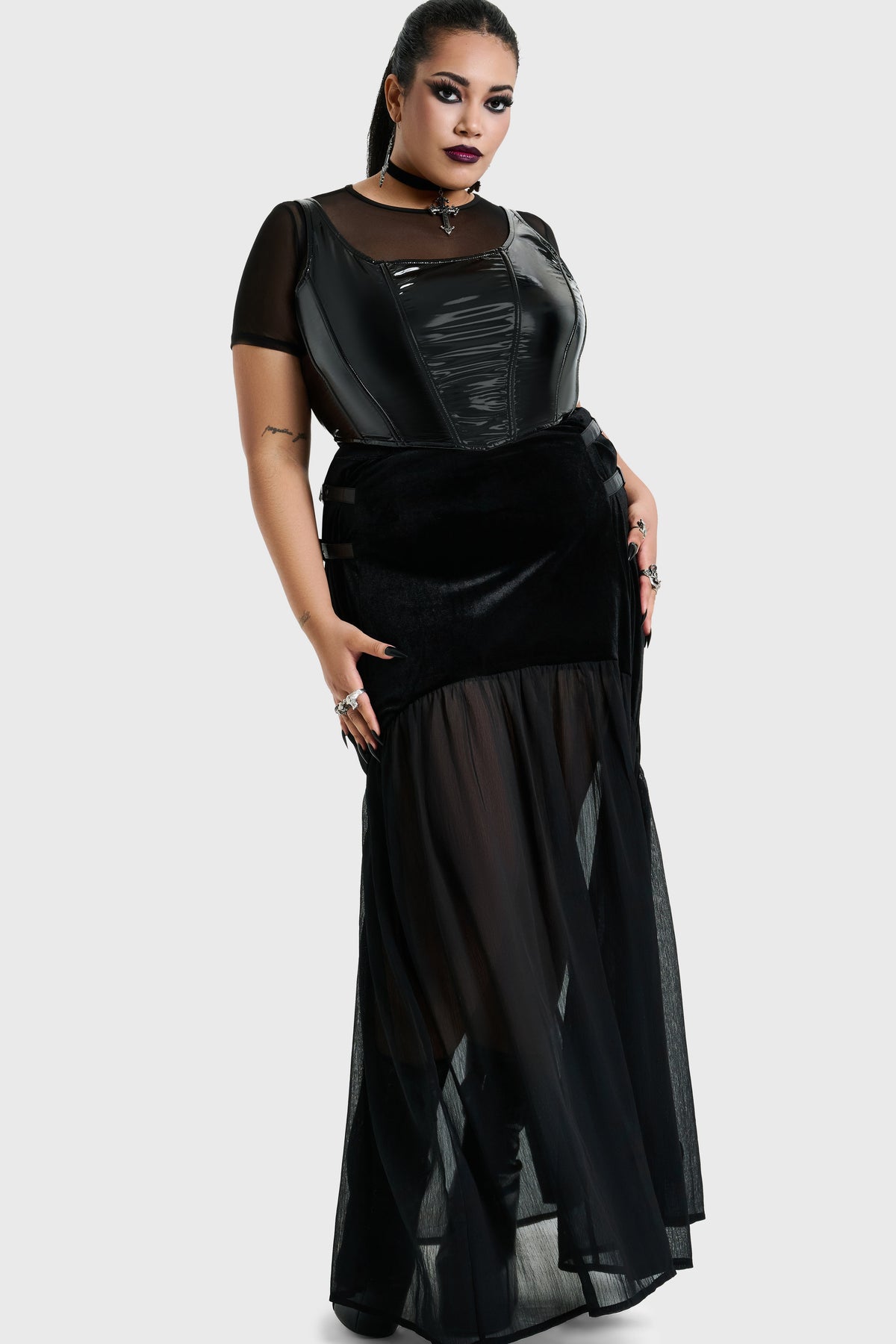 ESTRIA HEX CHIFFON MAXI SKIRT