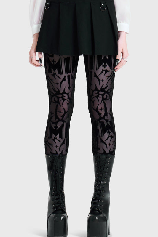 ETERNALLY YOURS FLOCKED MESH LEGGINGS