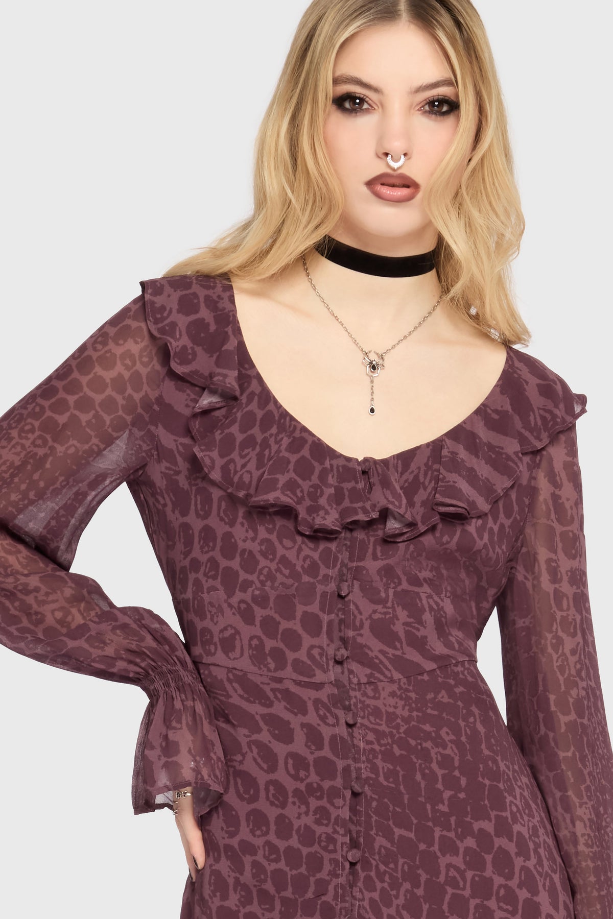 Gaia Adorned Ruffle Maxi Dress