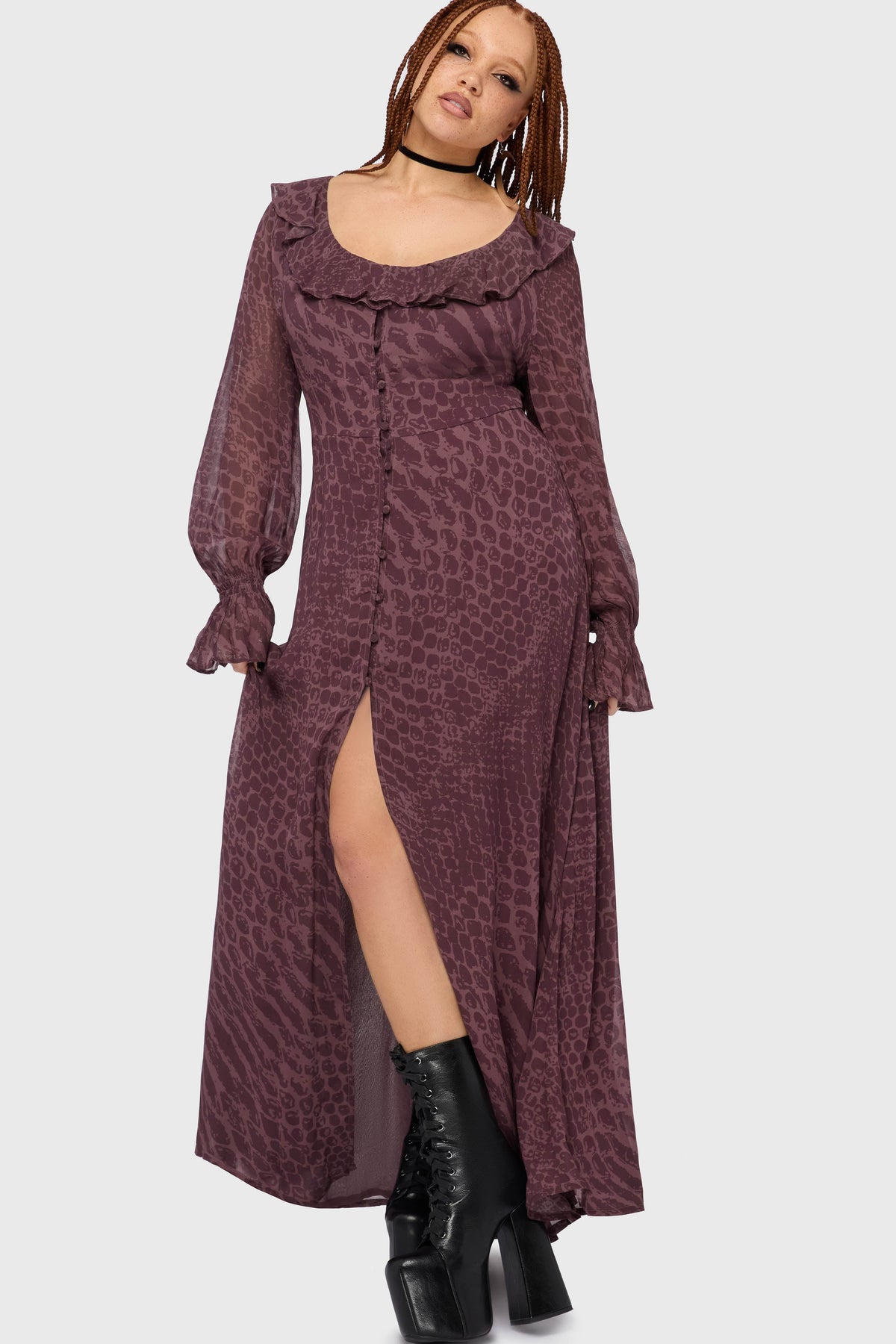Gaia Adorned Ruffle Maxi Dress