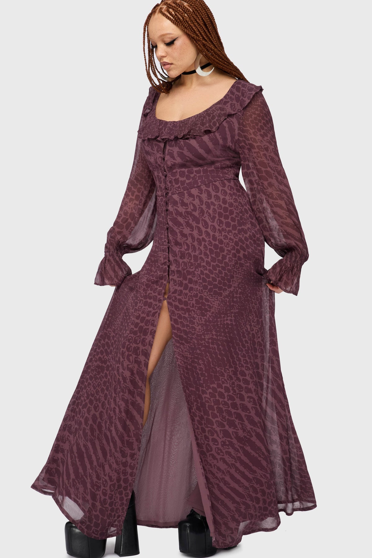 Gaia Adorned Ruffle Maxi Dress
