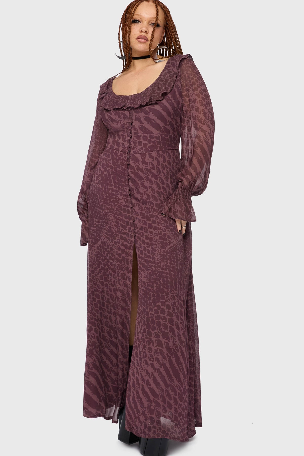 Gaia Adorned Ruffle Maxi Dress